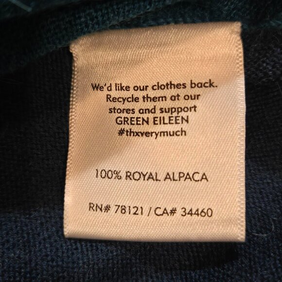 Eileen Fisher Arctic Green Sweater Women's Large 100% Royal Alpaca Colorblock - Picture 6 of 6